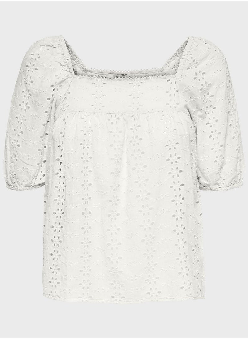 ONLY - Square Neck Puff Sleeve Top - Image 1