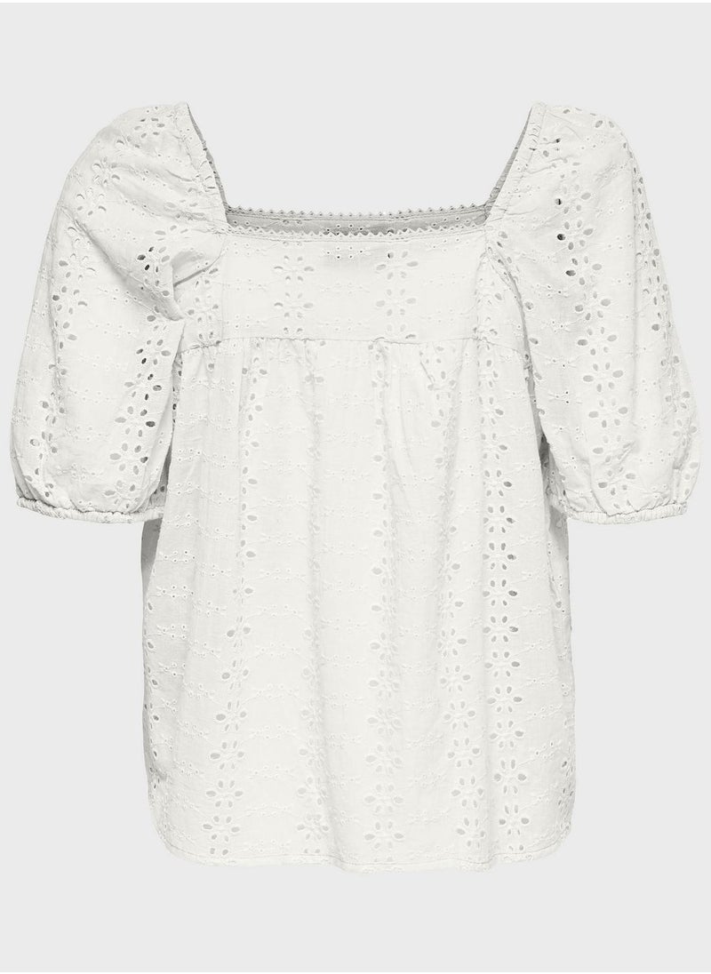 ONLY - Square Neck Puff Sleeve Top - Image 1