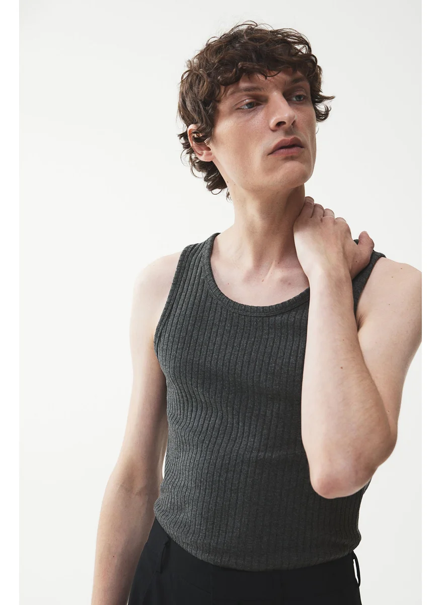 H&M Slim Fit Wide-Ribbed Vest Top