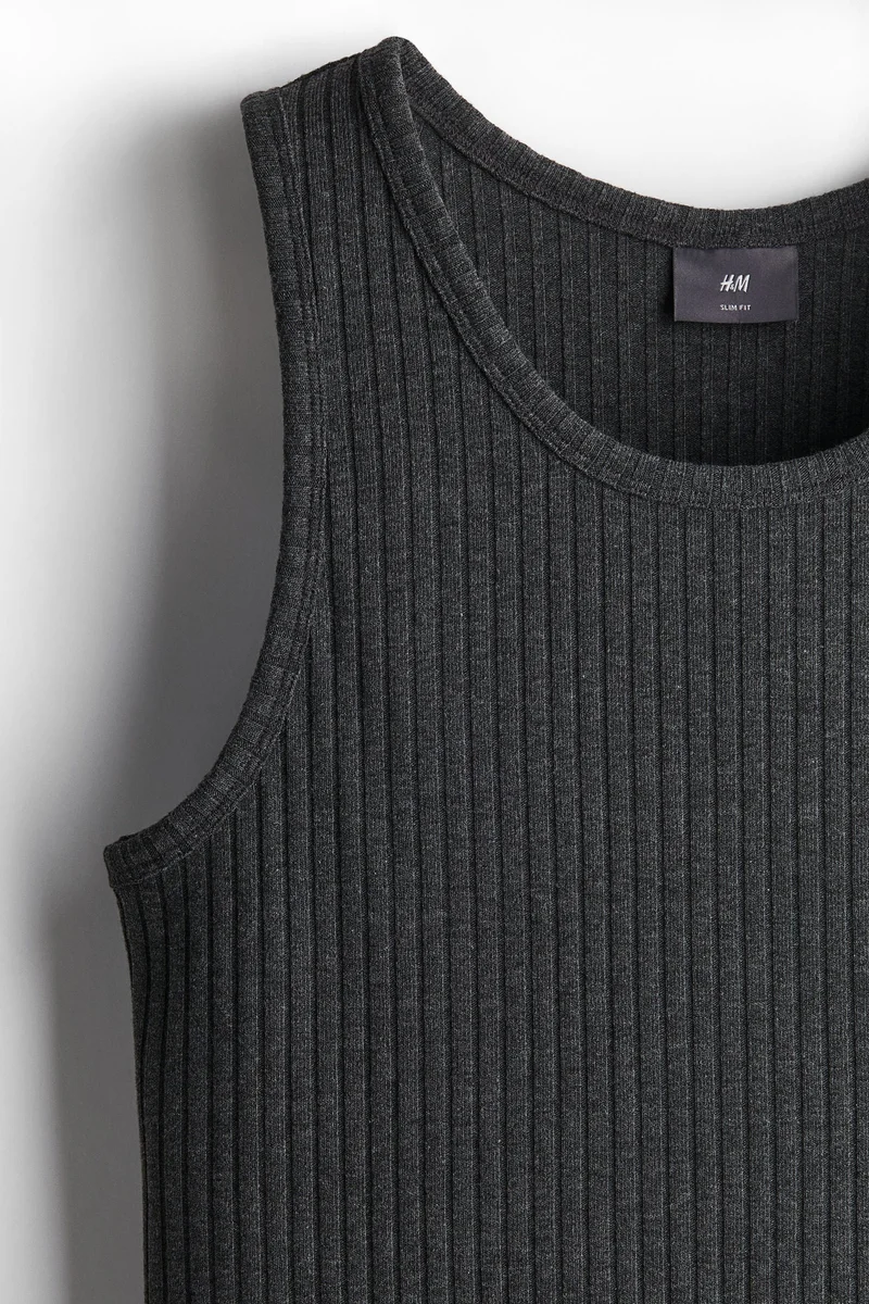 H&M Slim Fit Wide-Ribbed Vest Top