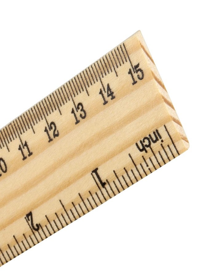 SINJEUN 216 Pack 6 Inch Wood Ruler, 2 Scales 15 cm Wooden Straight Rulers Double-Sided Scale Ruler Measuring Tool for Students School Home Office Architects Engineers - Image 3
