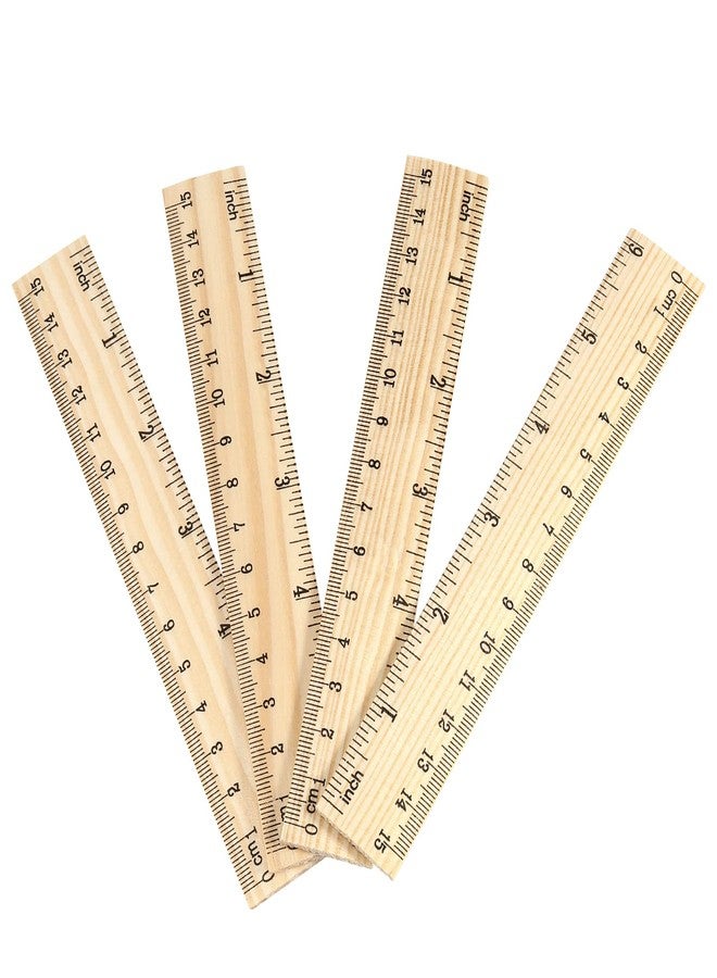 SINJEUN 216 Pack 6 Inch Wood Ruler, 2 Scales 15 cm Wooden Straight Rulers Double-Sided Scale Ruler Measuring Tool for Students School Home Office Architects Engineers - Image 4