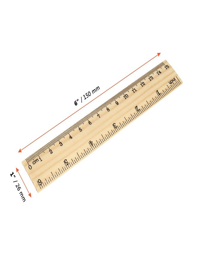 SINJEUN 216 Pack 6 Inch Wood Ruler, 2 Scales 15 cm Wooden Straight Rulers Double-Sided Scale Ruler Measuring Tool for Students School Home Office Architects Engineers - Image 2
