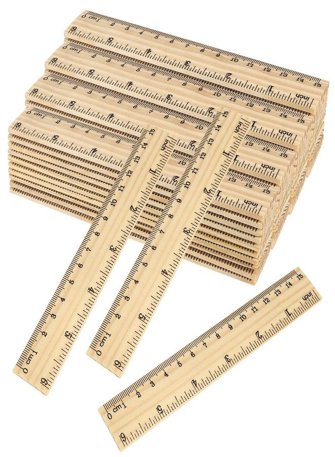 SINJEUN 216 Pack 6 Inch Wood Ruler, 2 Scales 15 cm Wooden Straight Rulers Double-Sided Scale Ruler Measuring Tool for Students School Home Office Architects Engineers - Image 1