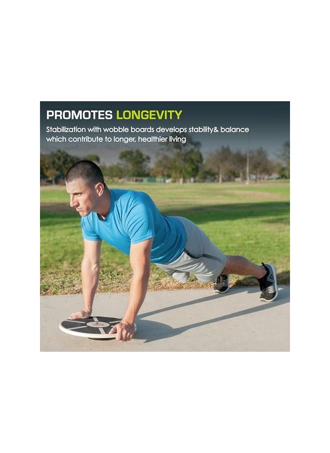 ProSourceFit - Wooden Balance Board Non-Slip Wobble Core Trainer 15.75In Diameter With 360 Rotation For Stability Training, Full Body Exercises, Physical Therapy - Image 1