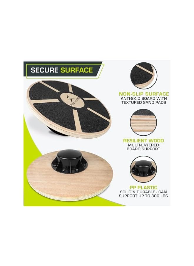 ProSourceFit - Wooden Balance Board Non-Slip Wobble Core Trainer 15.75In Diameter With 360 Rotation For Stability Training, Full Body Exercises, Physical Therapy - Image 1
