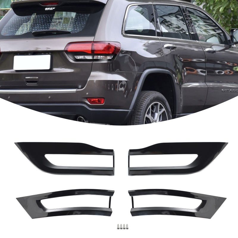PDKLIN for Grand Cherokee Rear Tail Light Cover Trim Bezel Black for Jeep Grand Cherokee 2014 2015 2016 2017 2018 2019 2020 Black Exterior Accessories 4pcs
