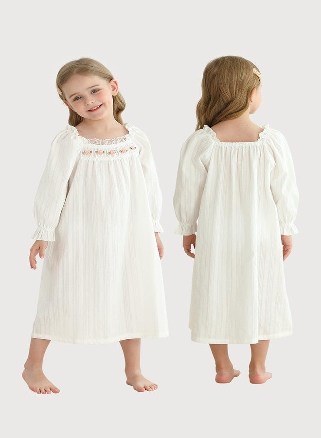 BANGSAUR Girls' Vintage Dresses, Cotton Princess Sleepshirts, Kids 3-12 Years - Image 5