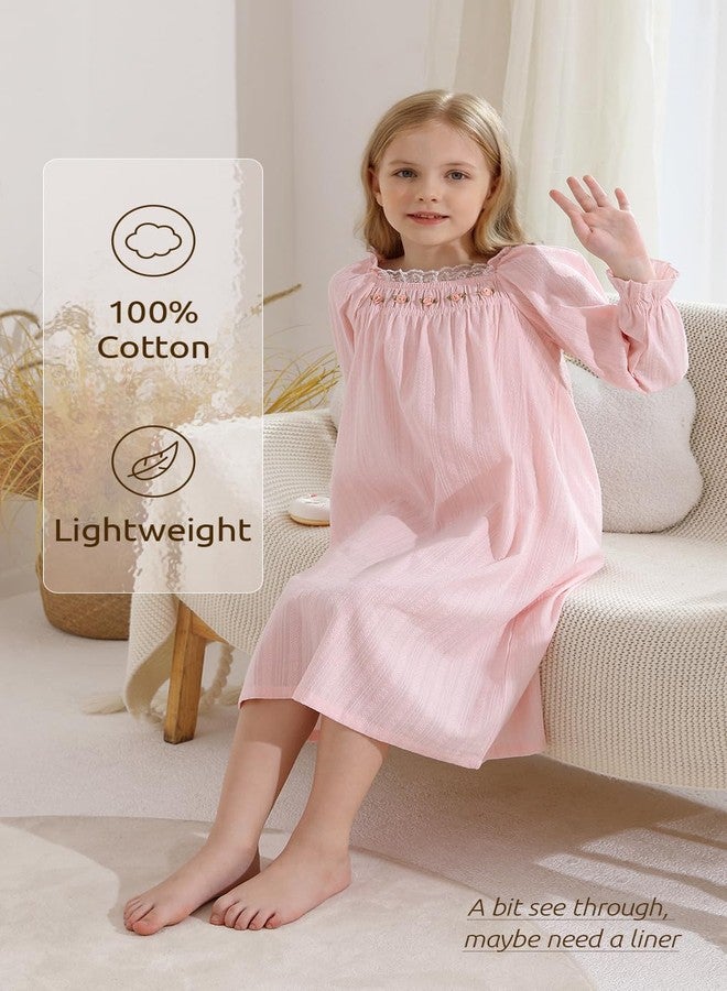 BANGSAUR Girls' Vintage Dresses, Cotton Princess Sleepshirts, Kids 3-12 Years - Image 3