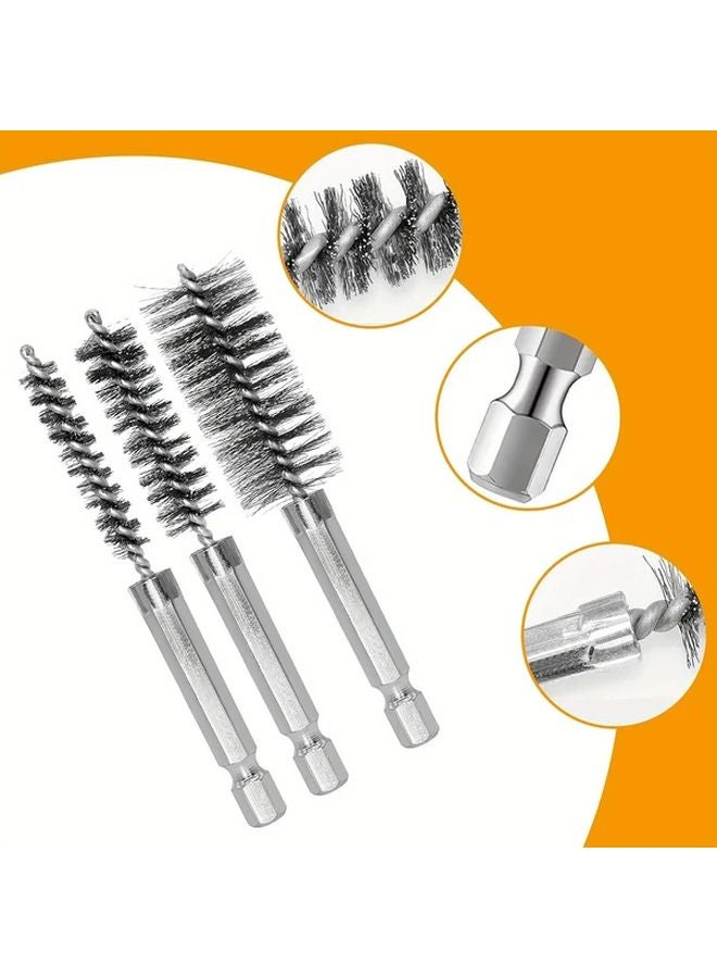 14pcs 14 Inch Stainless Steel Wire Brushes 8 25mm Cylindrical Drill Bits for Polishing - Image 4