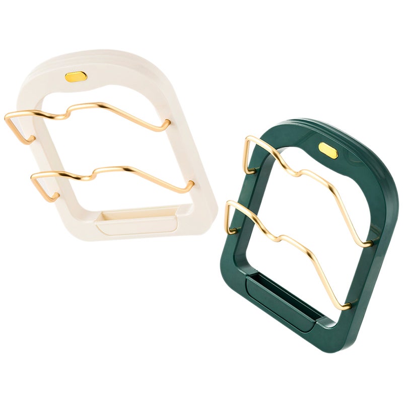 2pcs Pot Lid Organizer Punch Free Wall Mount Pot Lid Holder 2-layer Pot Cover Holder - Image 1