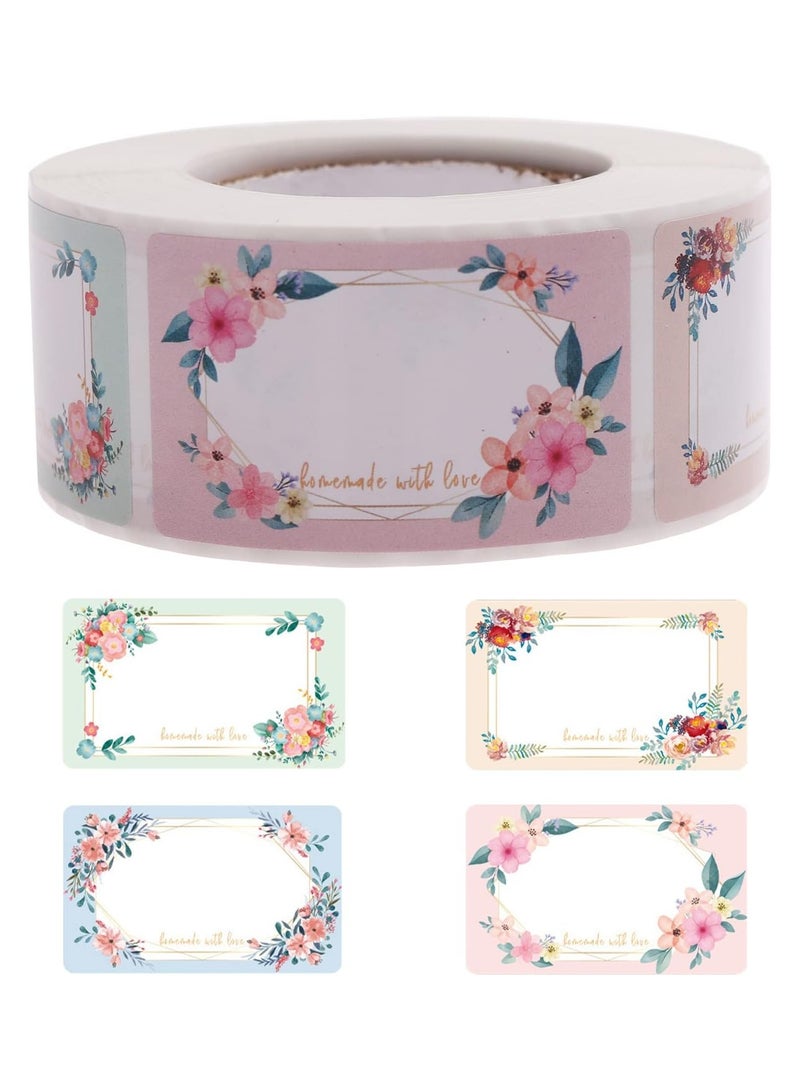 وونكت Floral Name Tag Stickers, 500 PCS Self-Adhesive Name Labels, Decorative Floral Name Tags for Office, Gift Boxes, Birthday Party & Storage Organization - Image 1