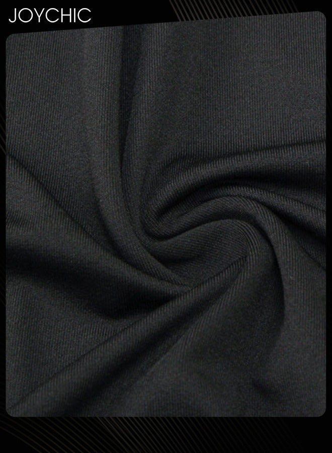 Joychic تي شيرت رياضي رجالي سريع الجفاف عالي المرونة للياقة البدنية بأكمام قصيرة وكرة السلة والجري للتدريب لجميع الفصول باللون الأسود - Image 2