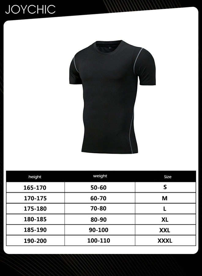 Joychic تي شيرت رياضي رجالي سريع الجفاف عالي المرونة للياقة البدنية بأكمام قصيرة وكرة السلة والجري للتدريب لجميع الفصول باللون الأسود - Image 4