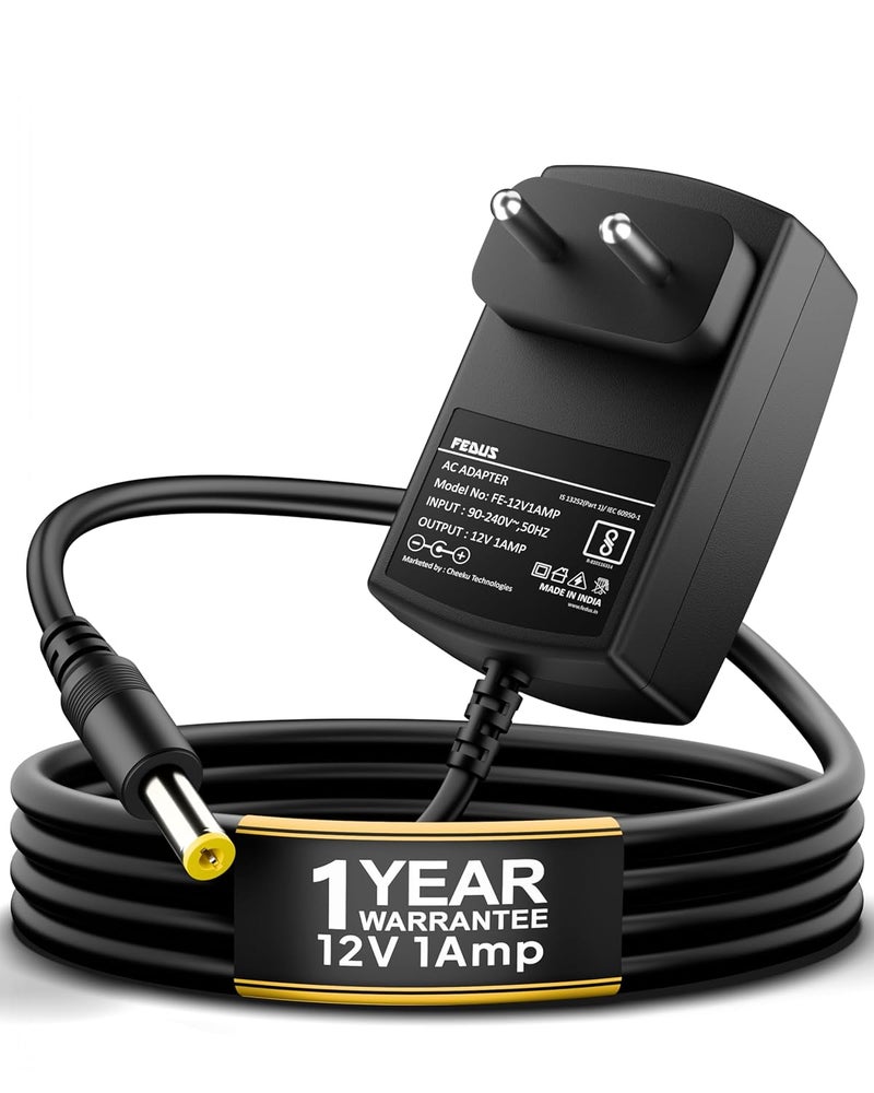 FEDUS محول طاقة تيار مستمر 12 فولت 1 أمبير، 12 فولت 1A SMPS لكاميرات CCTV، أجهزة التوجيه، DVR، NVR، شاشات LCD، تلفزيونات، أضواء شريط LED، صندوق إعداد، النطاق العريض، إدخال AC 100-240V، إخراج DC 12 فولت 1 أمبير - Image 1