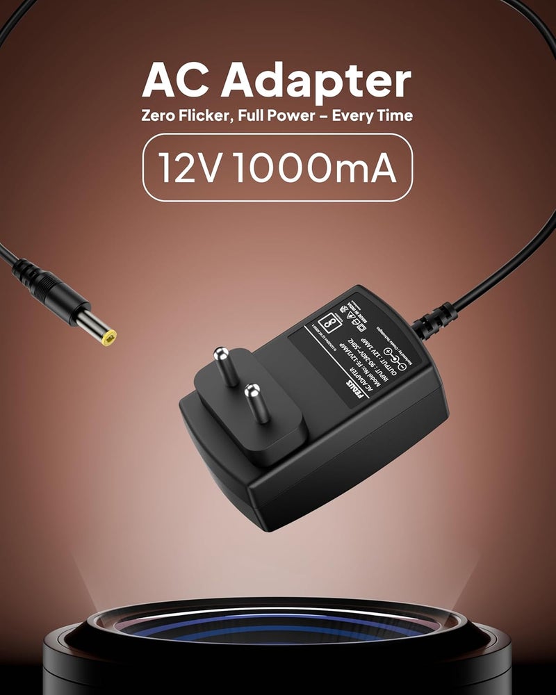 FEDUS محول طاقة تيار مستمر 12 فولت 1 أمبير، 12 فولت 1A SMPS لكاميرات CCTV، أجهزة التوجيه، DVR، NVR، شاشات LCD، تلفزيونات، أضواء شريط LED، صندوق إعداد، النطاق العريض، إدخال AC 100-240V، إخراج DC 12 فولت 1 أمبير - Image 2