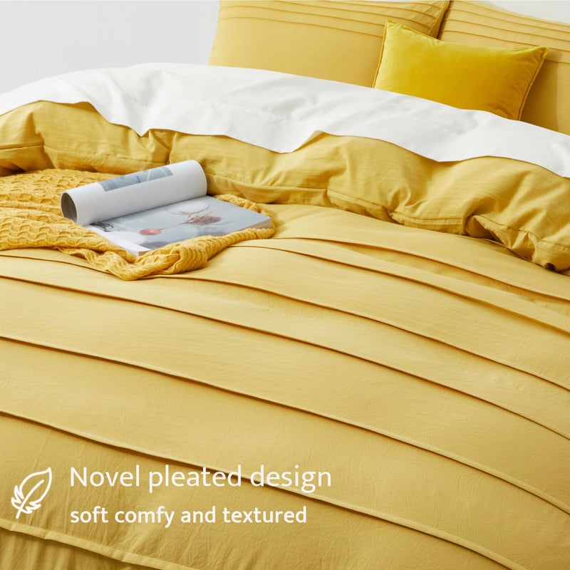 Oli Anderson Mist Yellow Cover Cover Size Size - Cover Queen Davet Cover 3pcs freed freed freed toved و breatable مع إغلاق السوستة (Mist Yellow 90 "" x90 ") - Image 3