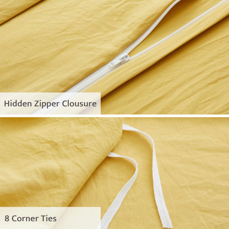 Oli Anderson Mist Yellow Cover Cover Size Size - Cover Queen Davet Cover 3pcs freed freed freed toved و breatable مع إغلاق السوستة (Mist Yellow 90 "" x90 ") - Image 4