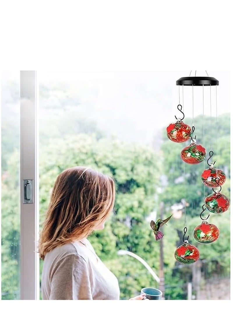 Excefore Charming Wind Chimes Hummingbird Feeders, Hummingbird Feeders for Outdoors Hanging Ant and Bee Proof, Hummingbird Wind Chime Feeder for Viewing, Garden Decor for Outside - Image 2