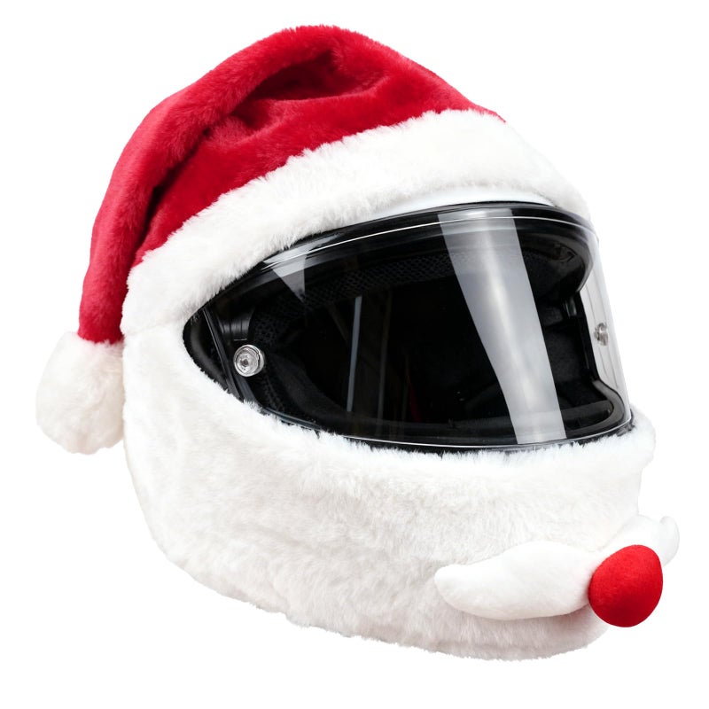 Holiberty Funny Christmas Motorcycle Helmet Cover Cartoon Cute Plush Santa Claus Hat Helmet Protection Fun Rides Gift Festival Xmas Winter Full Face Helmets Covers Decorations Accessories for Women Men - Image 3