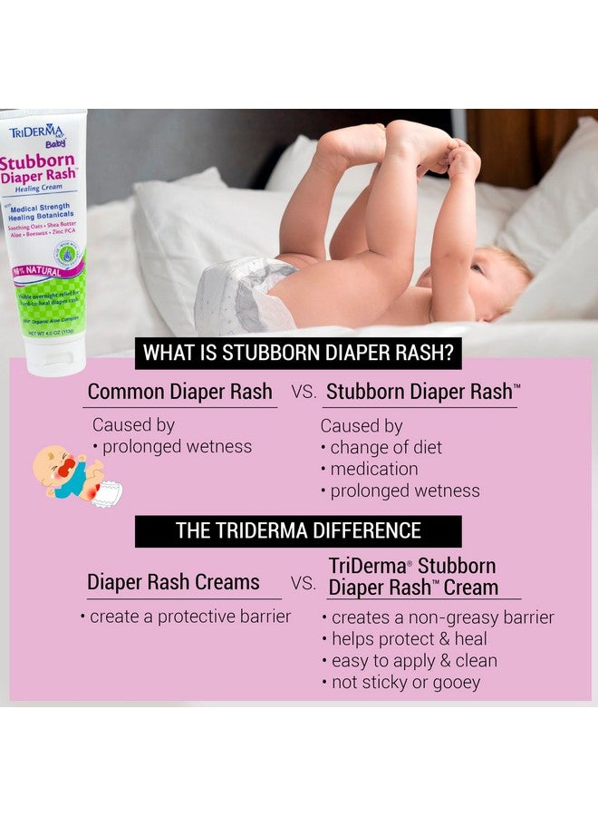 TriDerma كريم تريدرما MD للأطفال لعلاج طفح الحفاض العنيد، شفاء لطفح الحفاضات الذي يصعب شفاؤه، يعالج ويمنع طفح الحفاضات ويغلق الرطوبة، مرهم غير دهني لطفح الحفاض 4.0 أونصة - Image 2