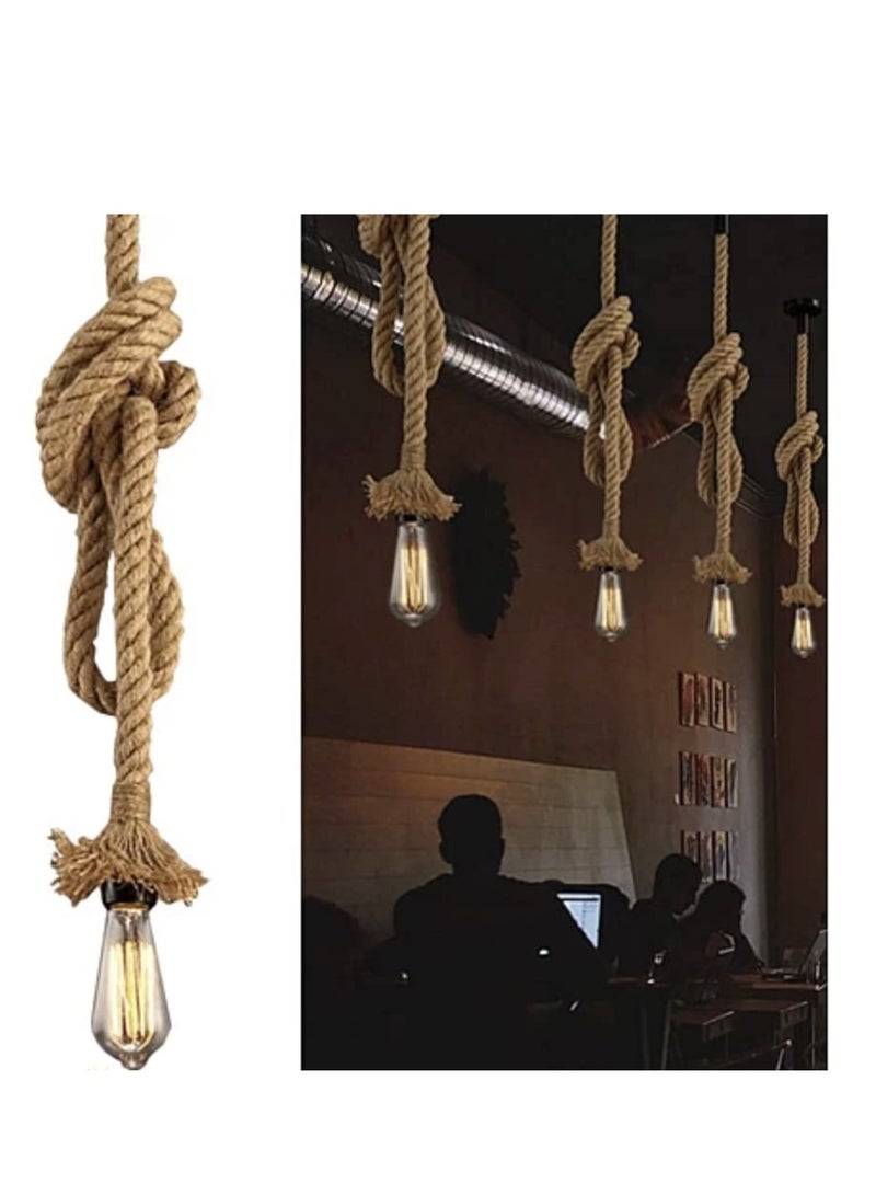 Vintage Rope Hanging Ceiling Light With Bulb - Image 1