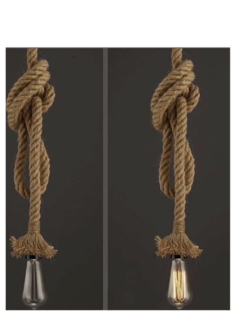 Vintage Rope Hanging Ceiling Light With Bulb - Image 2
