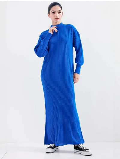 BIG DART BDART Textured Knit Dress with Half Turtleneck and Zipper