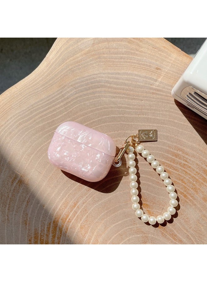 Universal TPU Protective Case for Airpods 4, Shockproof, Soft, Durable Protection - Compatible with Wireless Charging (Protective Case + Pearl Chain)  Pink - Image 2