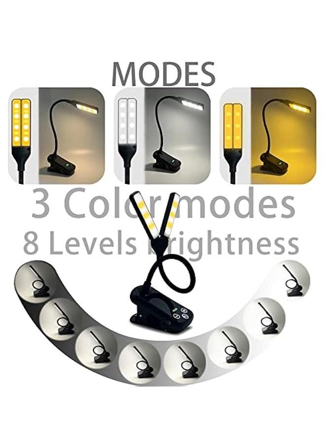 Reading Light 14LED Double Head Book Light with 360°Rotatable Rod 3 Color Modes 8 Levels Brightness Mini Portable Desk LightBlack) - pzsku/Z0DB3CE2B002259968969Z/45/_/1728116239/05648a1d-cda7-406a-ba92-5681c84f10fb