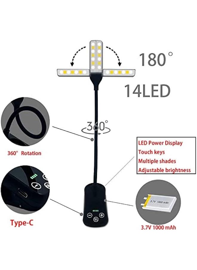 Reading Light 14LED Double Head Book Light with 360°Rotatable Rod 3 Color Modes 8 Levels Brightness Mini Portable Desk LightBlack) - pzsku/Z0DB3CE2B002259968969Z/45/_/1728116362/00a1029e-1a58-42c5-b411-7b4049154bd9