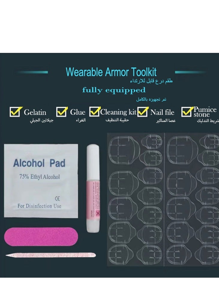 JOSQUEWNN Press On Nails,24pcs,Elegant French-Style: Pink and Fuchsia Gradient Rhinestone Starburst Nails,Acrylic Nails With Glue Kit. - Image 4