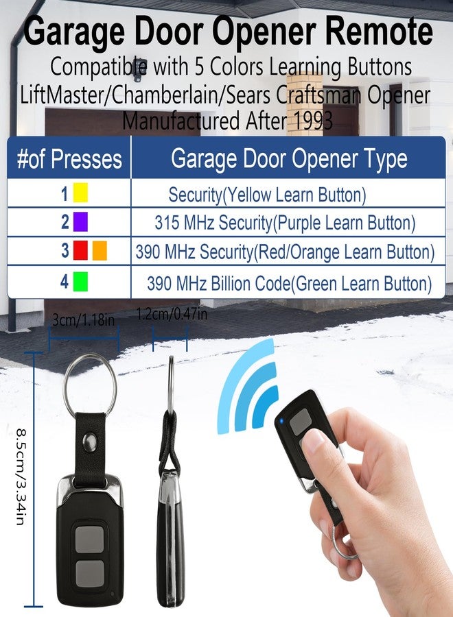 GIOATY for Chamberlain LiftMaster Craftsman Garage Door Opener Keypad & Remote Universal,893MAX with Yellow, Purple, Green, Red/Orange Learn Button, 877MAX 971LM 371LM 893lm 891lm 373lm 973lm - Image 3