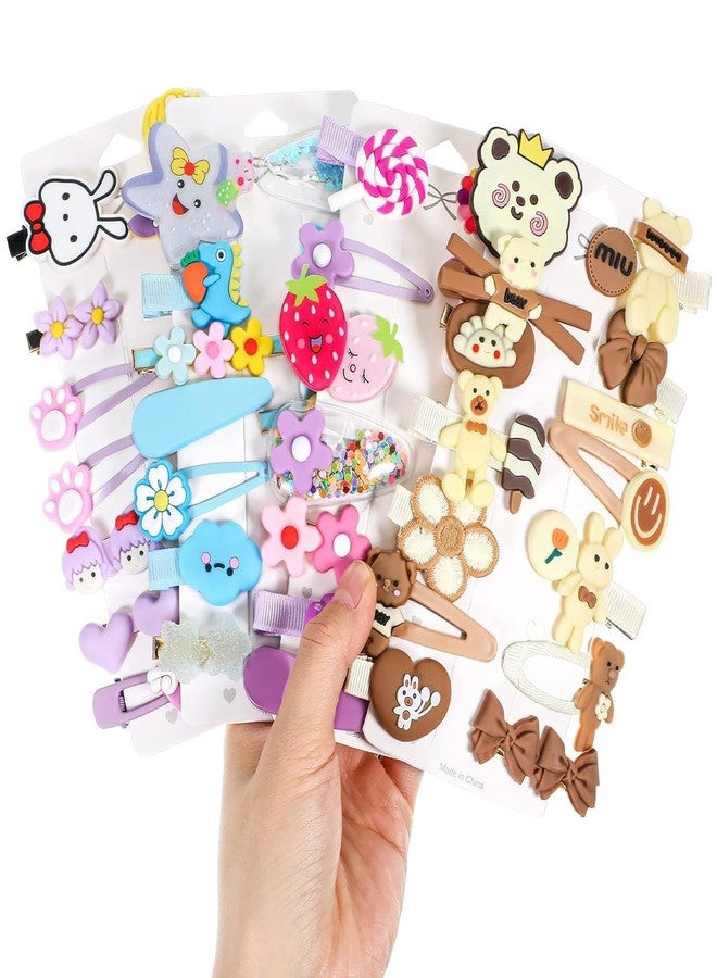 Bakefy- 42 pcs Cute Hair Clips Fashion Girls Hair Accessories Flower Fruit Colorful Rainbow Candy Dessert Lovely Animal Barrettes Set Non-slip Metal Snap Pins for Girls Kids Teens Toddlers - Image 1