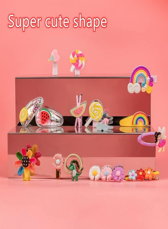 Bakefy- 42 pcs Cute Hair Clips Fashion Girls Hair Accessories Flower Fruit Colorful Rainbow Candy Dessert Lovely Animal Barrettes Set Non-slip Metal Snap Pins for Girls Kids Teens Toddlers - Image 5