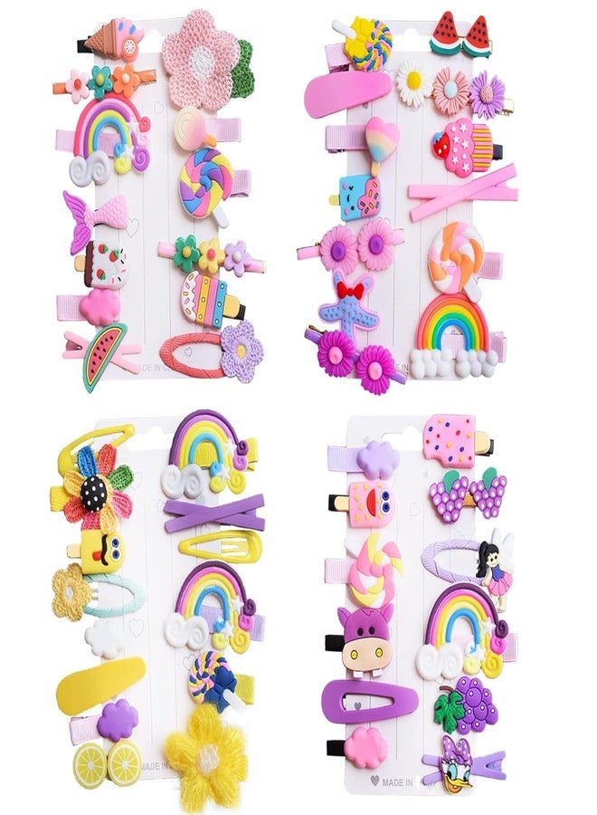 Bakefy- 42 pcs Cute Hair Clips Fashion Girls Hair Accessories Flower Fruit Colorful Rainbow Candy Dessert Lovely Animal Barrettes Set Non-slip Metal Snap Pins for Girls Kids Teens Toddlers - Image 4