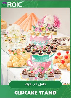 GROIC 3 Tier Floral Tea Party Cupcake Stand Decorations, Cupcake Holder Talking Party Dessert Tower, Tea Party Baby Shower Decorations, Party Supplies  - Image 4