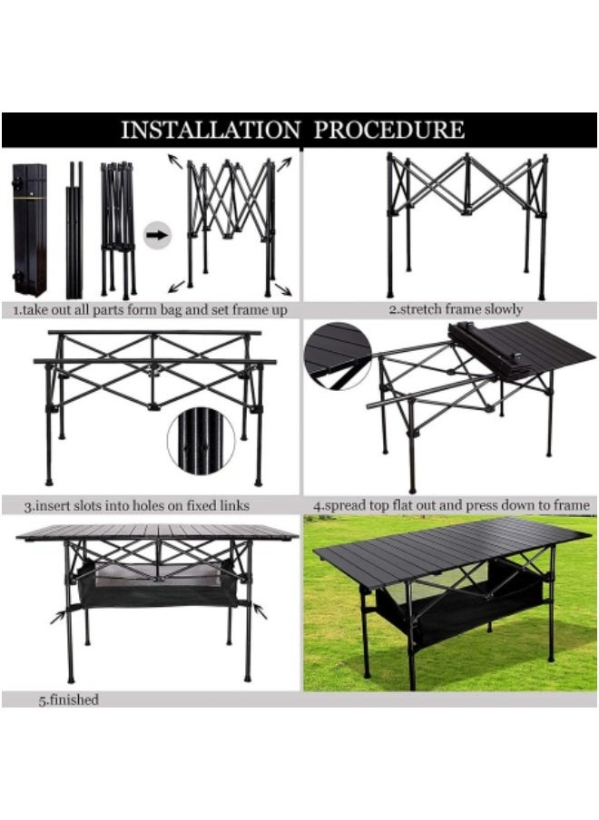 GGEROU Large Foldable Table,Portable Camping Table,Picnic Table,Backpacking Table with Storage Waterproof Pocket,95 * 55 * 50cm  - Image 4
