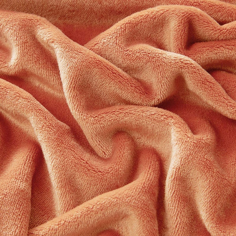 Bourina Fleece بطانية الفانيلا رمي بطانية (حجم رمي برتقالي) بطانية ميكروفيات دافئة خفيفة الوزن لأريكة أريكة سرير التخييم سفر 50 × 60 بوصة - Image 5
