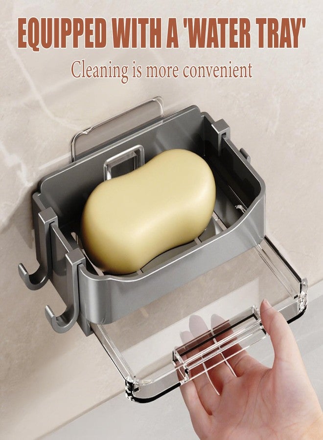 IVICOO Soap Holder Shower,Bar Soap Holder for Shower, Soap Dishes for Bar Soap,2 Pack Black with 4 Hooks,Nail-Free Sticker Included - Image 3