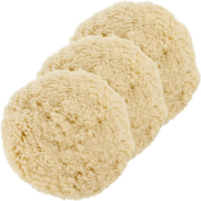 SPTA Wool Polishing Pads, 8"(200mm) 100% Natural Wool Buffing Pad with Hook & Loop Backing 4pcs Set Come with 5/8-11 Thread Backing Plate for Car Polishing, Buffing and Cutting - Image 2