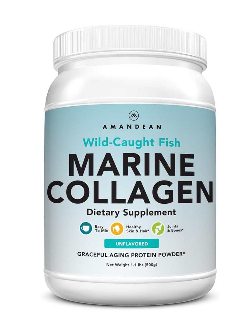 AMANDEAN Marine Collagen Peptides Powder. 500g Wild-Caught Hydrolyzed Fish Collagen