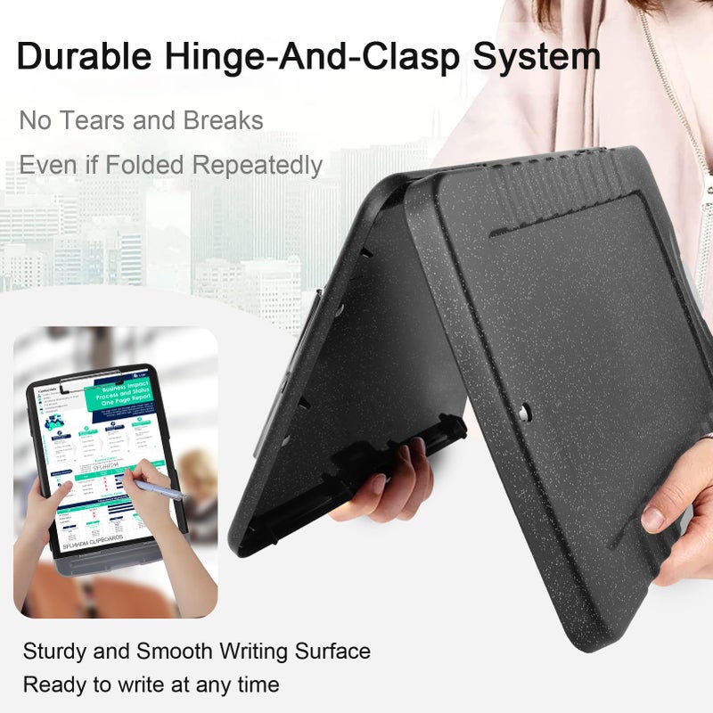 SFLHHDM Glitter Clipboard with Storage,Storage Clipboard with Pen Holder,A4 Binder Clip Boards 8.5x11 with Low Profile Clip,Side Opening Sparkle Clipboards, Clipboards Folder for Office Supplies-Starry Black - Image 4