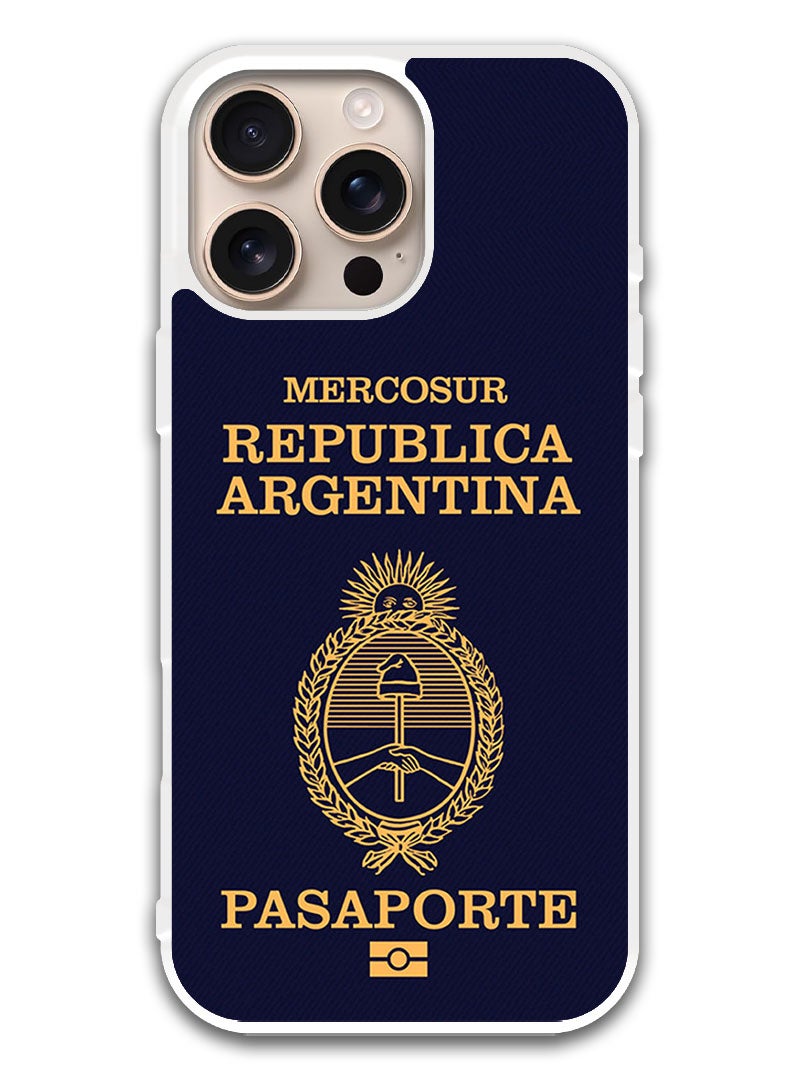 Theodor Protective Case Cover For APPLE IPHONE 16 Pro Argentina Passport (White Bumper) - Image 1