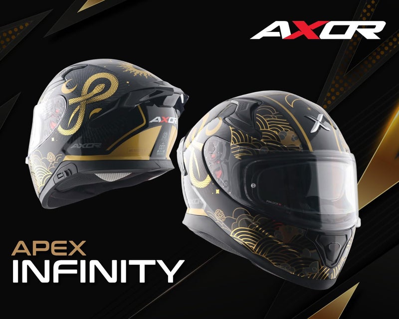Axor Apex Infinity Full Face Helmet DualSpoiler RaceReady Aerodynamic Design HighImpact ABS Shell UltraVent Airflow System Black Gold-XL - Image 2