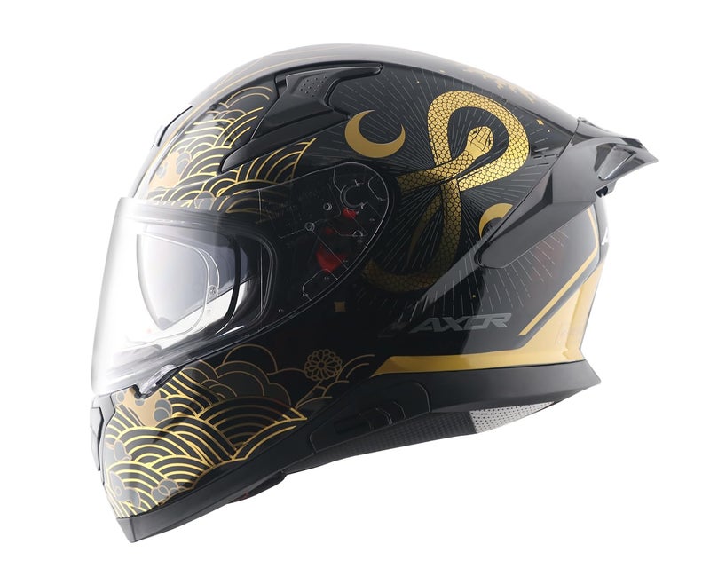 Axor Apex Infinity Full Face Helmet DualSpoiler RaceReady Aerodynamic Design HighImpact ABS Shell UltraVent Airflow System Black Gold-XL - Image 1