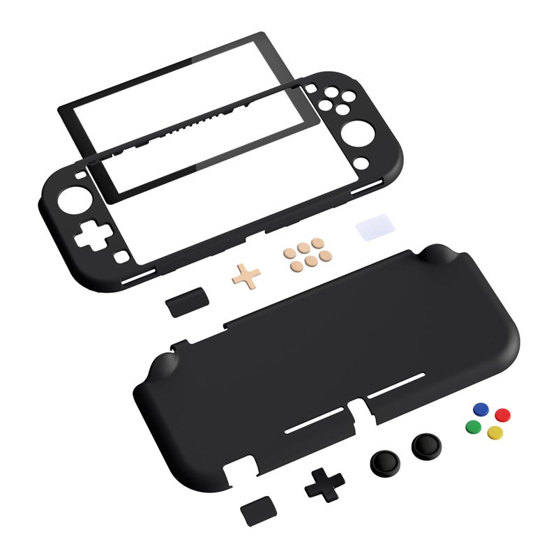 eXtremeRate PlayVital Black Protective Grip Case for Nintendo Switch Lite, Hard Cover Protector for Nintendo Switch Lite - Screen Protector & Thumb Grips & Buttons Caps Stickers Included - Image 2