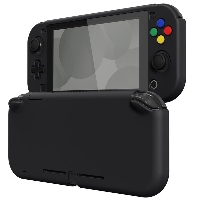 eXtremeRate PlayVital Black Protective Grip Case for Nintendo Switch Lite, Hard Cover Protector for Nintendo Switch Lite - Screen Protector & Thumb Grips & Buttons Caps Stickers Included - Image 1