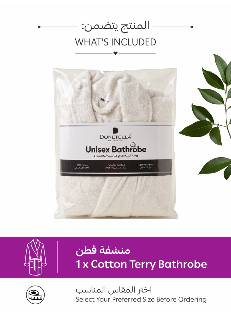 دوناتيلا روب استحمام 100% قطن للرجال والنساء، قطعة واحدة، مقاس XL، 400 gsm، روب سبا بياقة شال، عالي الامتصاص، سريع الجفاف، مع حزام وجيوب. - Image 5
