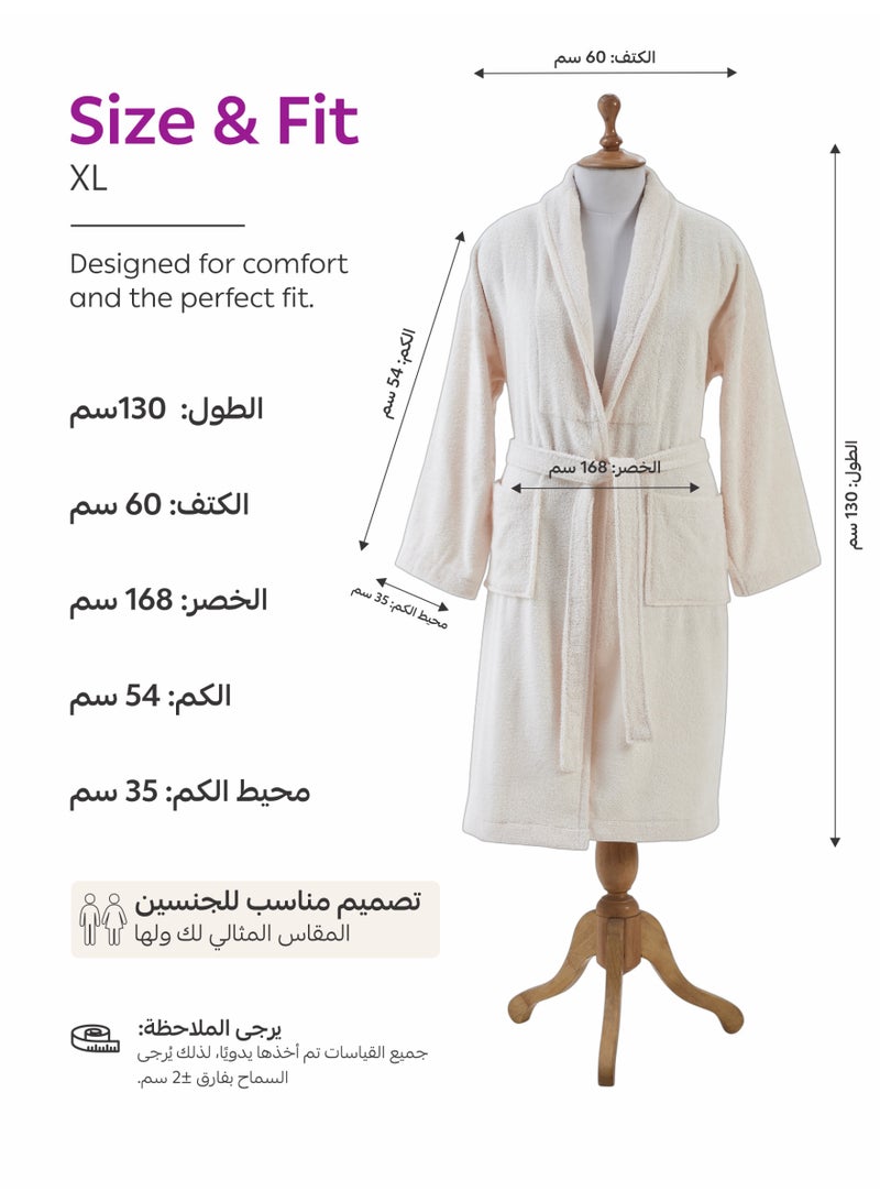 دوناتيلا روب استحمام 100% قطن للرجال والنساء، قطعة واحدة، مقاس XL، 400 gsm، روب سبا بياقة شال، عالي الامتصاص، سريع الجفاف، مع حزام وجيوب. - Image 4
